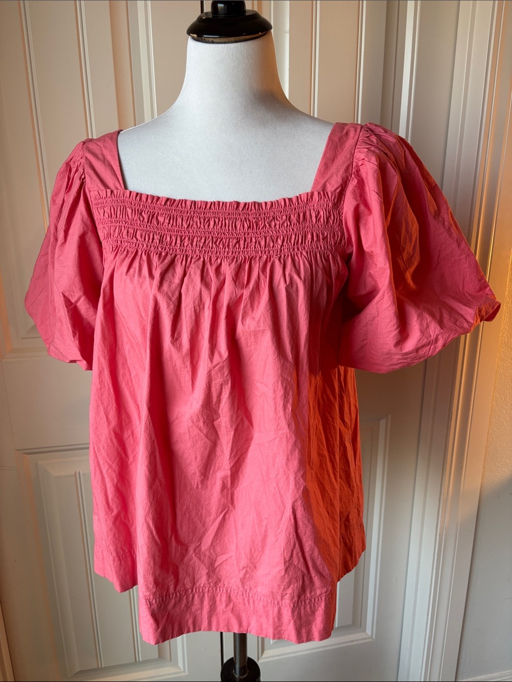 MAEVE Women's Square Neck Smocked Pink Top
